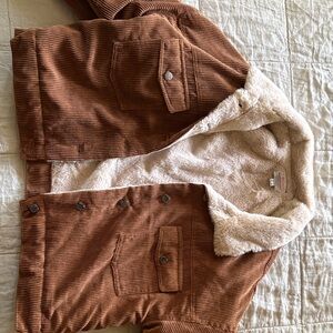 Ci Sono Brown Corduroy Puffer Jacket with Cream Sherpa Lining